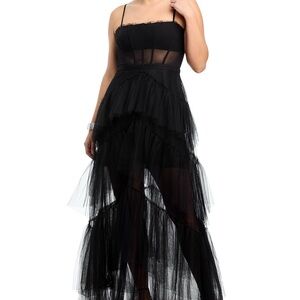BCBG Tulle Corset Essential Gown Black Size 2 Like New